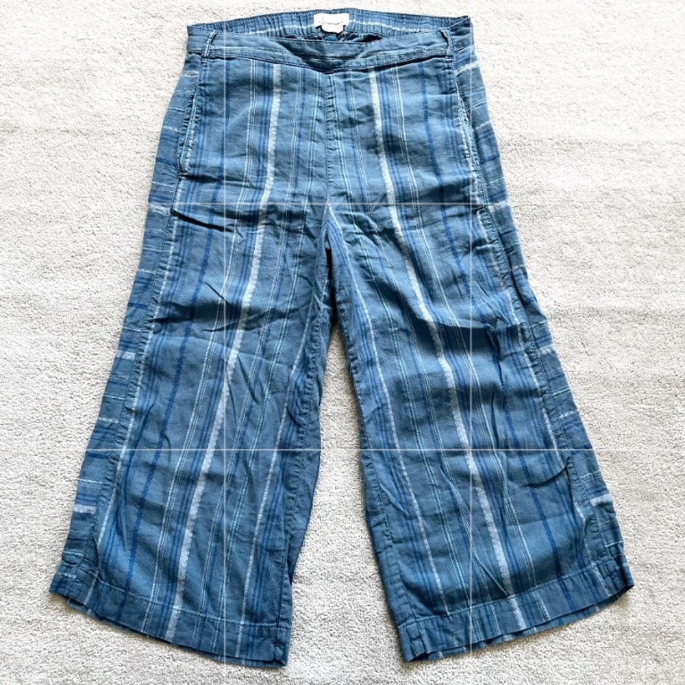 BY ANTHROPOLOGIE LINEN BLEND WIDE LEG CROP PANTS SIZE MEDIUM LAGENLOOK TRENDY